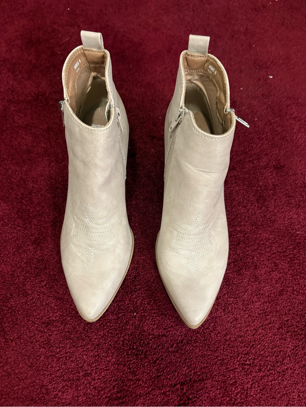 Pointed Toe Ankle Booties in Light Taupe